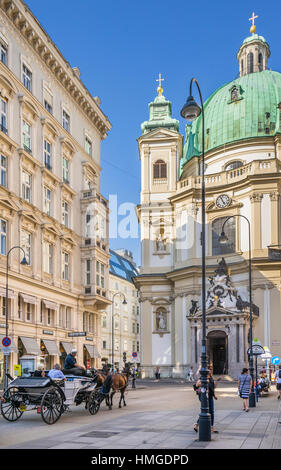 Österreich, Wien, 1. Bezirk, Blick auf die Peterskirche (St.-Petri Kirche) von der Fußgängerzone Graben gesehen Stockfoto