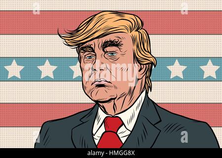 Donald Trump Präsident der Vereinigten Staaten Cartoon Pop-Art retr Stock Vektor