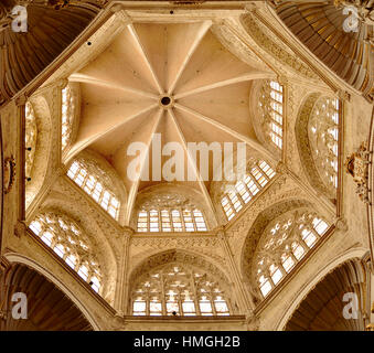 Achteckige Decke von St. Mary Kathedrale - Basilika der Himmelfahrt Mariens von Valencia, Spanien. Stockfoto