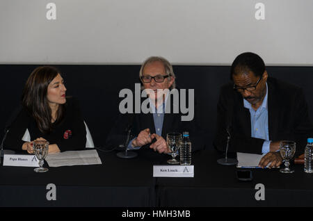 Madrid, Spanien. 3. Februar 2017. Pressekonferenz des britischen Films Regisseur Ken Loach (Mitte) im Film Academy am 3. Februar, Madrid, Spanien. Bildnachweis: Enrique Davó/Alamy Live-Nachrichten. Stockfoto