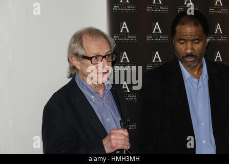 Madrid, Spanien. 3. Februar 2017. Pressekonferenz des britischen Films Regisseur Ken Loach (links) im Film Academy am 3. Februar, Madrid, Spanien. Bildnachweis: Enrique Davó/Alamy Live-Nachrichten. Stockfoto