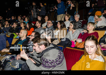 Madrid, Spanien. 3. Februar 2017. Öffentliche Ansicht in der Pressekonferenz des britischen film Regisseur Ken Loach im Film Academy am 3. Februar, Madrid, Spanien. Bildnachweis: Enrique Davó/Alamy Live-Nachrichten. Stockfoto