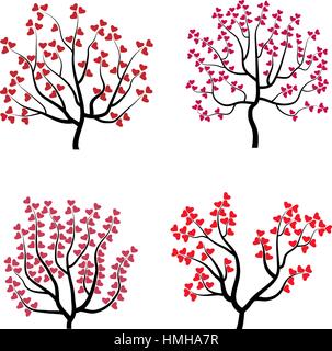 Reihe von romantischen Baum Stock Vektor