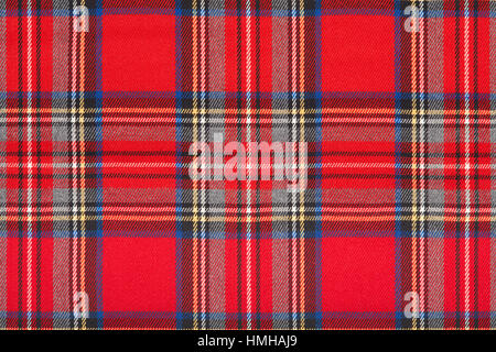 Rote Tartan, schottischen karierten Stoff Makro, Textur-Hintergrund Stockfoto