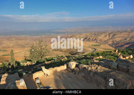 Blick vom Berg Nebo, Berg Nebo, Abarim Gebirge, Jordanien Stockfoto