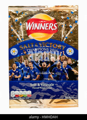 Leicester City Premier League Gewinner Walkers Crisps Stockfoto