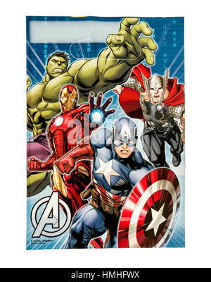 Winneconne, Wisconsin-29 Januar 2017: Avengers plündern Tasche auf einem isolierten Hintergrund. Stockfoto