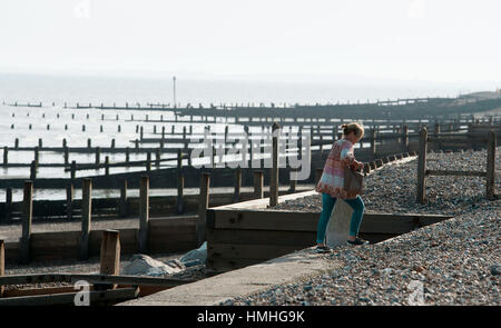 Ansicht von Middleton am Meeresstrand in Sussex, UK Stockfoto