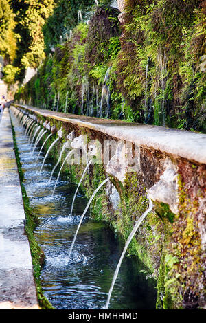 Gesichter der hundert Brunnen, Villa d' Este, Tivoli, Italien Stockfoto