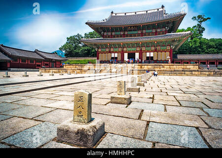 Thron Hall Gebäude im Gyeongbokgung-Palast, Seoul, Südkorea Stockfoto