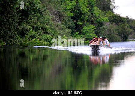 Touristischen Reise Pantanal, Eco freundliche Fluss Safari, Pantanal, Mato Grosso, Brasilien, Südamerika Stockfoto