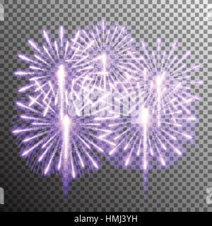 Isolierte realistische Vektor Feuerwerk auf transparenten Hintergrund Stock Vektor