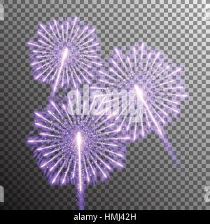 Isolierte realistische Vektor Feuerwerk auf transparenten Hintergrund Stock Vektor