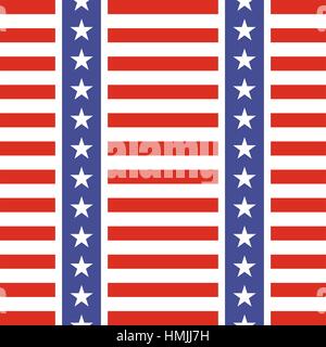 Patriotische USA Musterdesign. Amerikanische Flagge Symbolen und Farben. Hintergrund für den 4. Juli Unabhängigkeitstag der USA. Sterne und Gorizontal rote und weiße str Stock Vektor