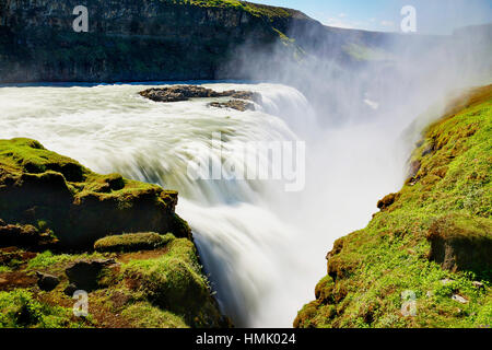 Gullfoss Wasserfall, Hvita Fluss, Haukadalur, Golden Circle, Island Stockfoto