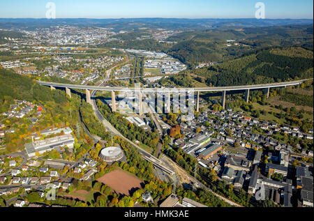 Siegtalbrücke, Autobahnbrücke, Autobahn A45 Sauerlandlinie, Eiserfeld, Siegen, Siegerland, NRW, Deutschland Stockfoto