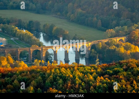 Luftaufnahme, Viadukt Herdecke, Ansicht von Ruhrgebiet und Harkortberg, Herdecke, Ruhrgebiet, Nordrhein-Westfalen, Deutschland Stockfoto