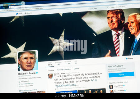 Der Twitter-Account von Donald Trump der Präsident der Vereinigten Staaten von Amerika. Stockfoto