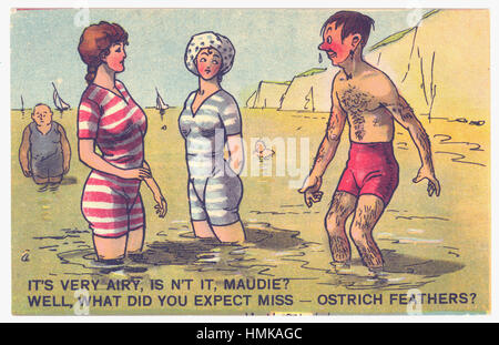 Edwardian humorvolle Meer Cartoon Postkarte, komische Edwardians, Anfang 1900, Zeitvertreib, Großbritannien Stockfoto