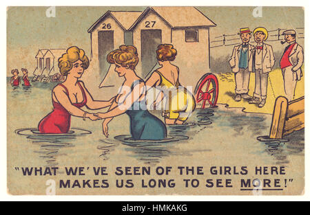 Edwardian humorvoll Seaside cartoon Postkarte, Anfang 1900 Zeitvertreib, Großbritannien Stockfoto
