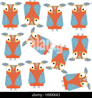Nahtlose Muster Eulen, Vektor Stock Vektor