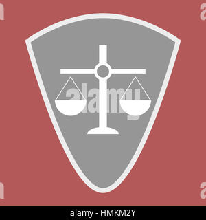 Abzeichen der Gerechtigkeit Schild skaliert. Skalieren Sie Saldo auf Element Shield. Vektor-illustration Stockfoto