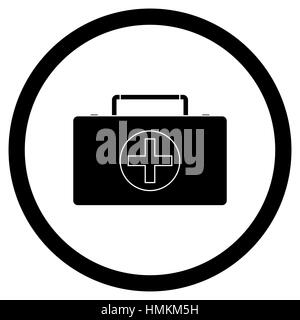 Hausapotheke Vektor Icon schwarz. Erste Hilfe Kit monochrome Symbol Abbildung Stockfoto