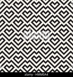 Labyrinth verschlungenen Linien zeitgenössische Grafik. Vektormuster nahtlos schwarz und weiß. Stock Vektor