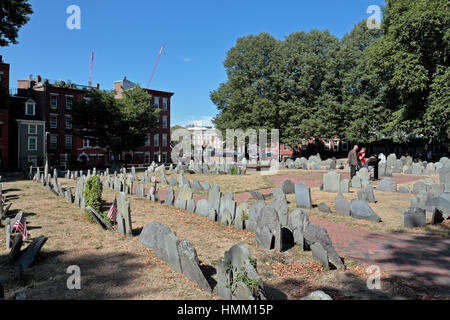 Gesamtansicht der Copp es Hill Burying Ground in Boston, Massachusetts, USA. Stockfoto