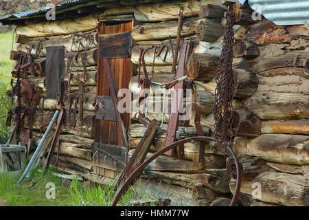 Lagerhalle/Sattelkammer, Riddle Brüder Ranch National Historic District, Donner Und Blitzen Wild and Scenic River, Steens Mountain Genossenschaft Ma Stockfoto