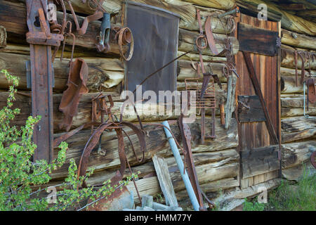 Lagerhalle/Sattelkammer, Riddle Brüder Ranch National Historic District, Donner Und Blitzen Wild and Scenic River, Steens Mountain Genossenschaft Ma Stockfoto