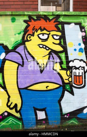 Graffiti-Barney aus die Simpsons schürt Croft 2017 Stockfoto