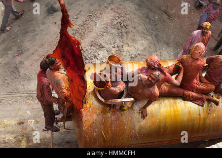 Holi, fest der Farben, Mathura, Indien Stockfoto