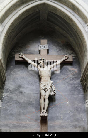 Jésus-Christ Sur la Croix. Querschiff Nord et De La Chapelle du Calvaire. DieAbbatiale Sainte-Trinité. Stockfoto