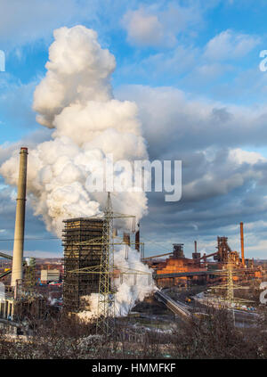 Stahlindustrie in Duisburg-Hamborn, Deutschland, Cooking Werk Schwelgern ThyssenKrupp Steel, richtige Hochöfen,