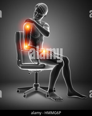 menschlichen Körper Anatomie mit Gelenkschmerzen Stockfoto