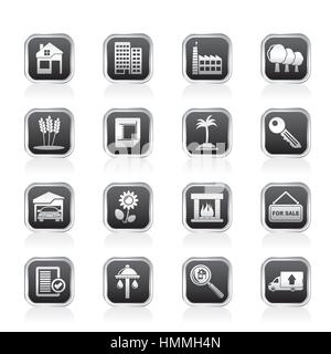 Immobilien und Bau-Symbole Stock Vektor
