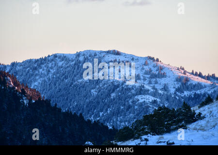 Griechenland Peloponnes Ski Resort Mainalon in Arkadia, Montag, 2. Januar 2016.To nächstgelegene Skigebiet des Landes aus der Hauptstadt. Stockfoto