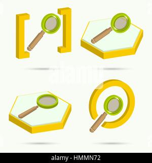 Isometrische Symbole. Sammlung von vier Symbole suchen. Vektor-illustration Stock Vektor