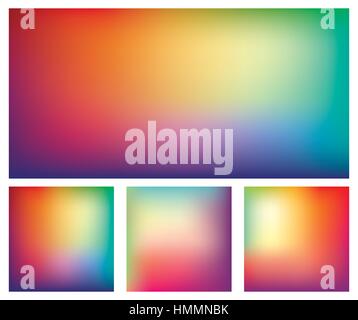 Set von unscharfen Verlaufsgitter Hintergründen in leuchtenden Regenbogenfarben. Bunte glatte Banner-Vorlagen. Leicht bearbeitbare weiche farbige abstrakte Vektor hinsichtlich Stock Vektor