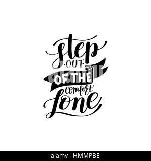 verlassen Sie die Komfort-Zone handgeschriebenen Schriftzug positive Motivation Zitat, Typografie-Poster, druckbare Wandkunst, Kalligraphie-Vektor-illustration Stock Vektor