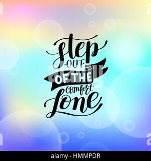 verlassen Sie die Komfort-Zone handgeschriebenen Schriftzug positive Motivation Zitat, Typografie-Poster, druckbare Wandkunst, Kalligraphie-Vektor-illustration Stock Vektor