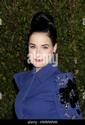 Dita Von Teese kommt bei LoveGold Golden Globe Party im 12. Januar 2013, in Los Angeles, Kalifornien. Foto von Francis Specker Stockfoto