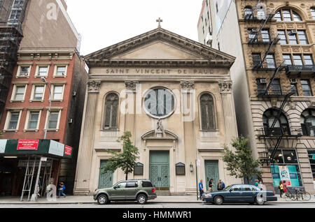 Außenfassade der Kirche Saint-Vincent De Paul in Manhattan, New York, USA Stockfoto