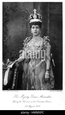 ALEXANDRA von Dänemark (1844-1925) Frau von Edward VII tragen der Koh-i-Noor-Diamant in ihrer Krönung Krone, 9. August 1902 Stockfoto