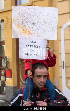 Brasov, Rumänien - 4. Februar 2017: Protest gegen die Entscheidung des Gefangenen Begnadigung vor allem für Korruption. Bildnachweis: Ionut David/Alamy Live-Nachrichten Stockfoto