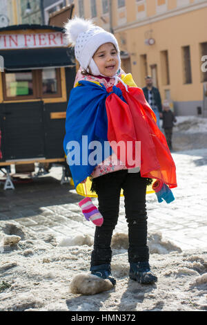 Brasov, Rumänien - 04. Februar 2017:Children protestieren gegen die Entscheidung des Gefangenen Begnadigung vor allem für Korruption. Bildnachweis: Ionut David/Alamy Live-Nachrichten Stockfoto