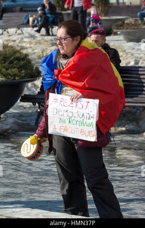 Brasov, Rumänien - 4. Februar 2017: Protest gegen die Entscheidung des Gefangenen Begnadigung vor allem für Korruption. Bildnachweis: Ionut David/Alamy Live-Nachrichten Stockfoto