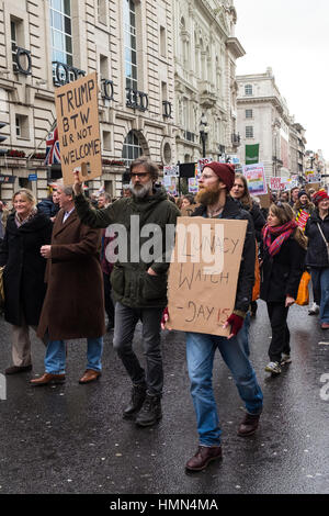 London, UK. 4. Februar 2016. Trumps muslimischen Verbot März London Kredit zu stoppen: Oakhouse Fotografie/Alamy Live-Nachrichten Stockfoto