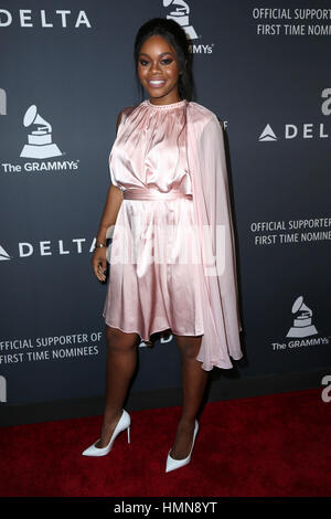 Los Angeles, Ca, USA. 9. Februar 2017. Gabby Douglas bei der Delta Airlines 2017 Grammy Feier an Schönheit & Essex in Los Angeles, Kalifornien am 9. Februar 2017. Stockfoto